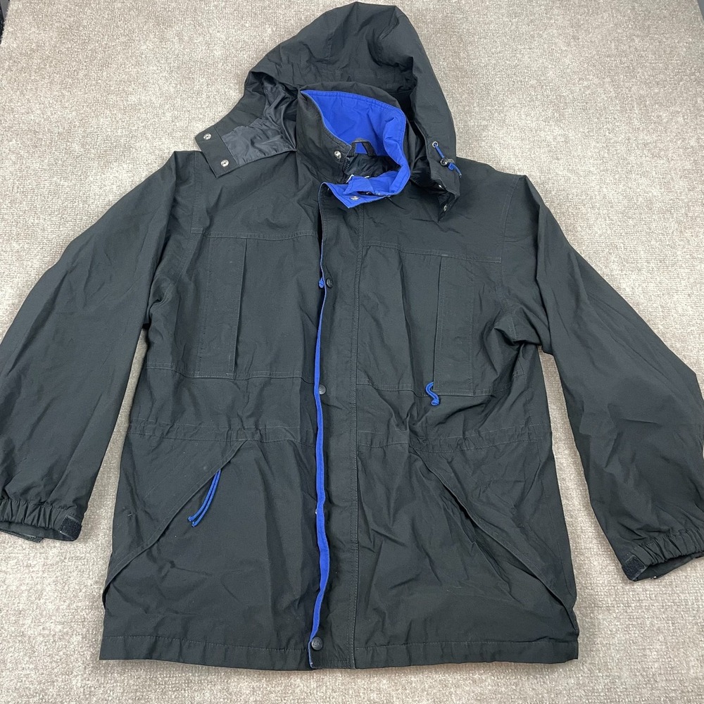 Vintage REI Gore-tex Hooded Rain Windbreaker Jacket Mens M Black Pockets Outdoor